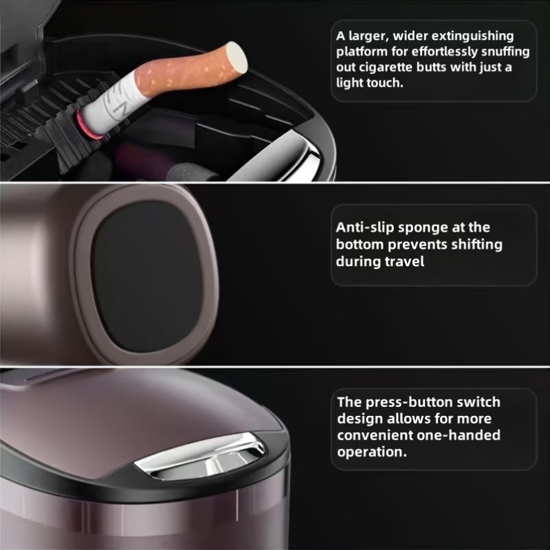 Carvello Portable Car Ashtray with Lid – Detachable Metal Liner, Compact & Easy-Clean Interior Accessory